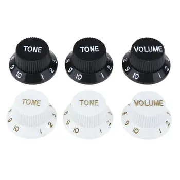 

3pcs/set Plastic Acrylic Electric Guitar Bass Volume Knob Potentiometer Caps for Potentiometers with 6mm hole white/black NEW