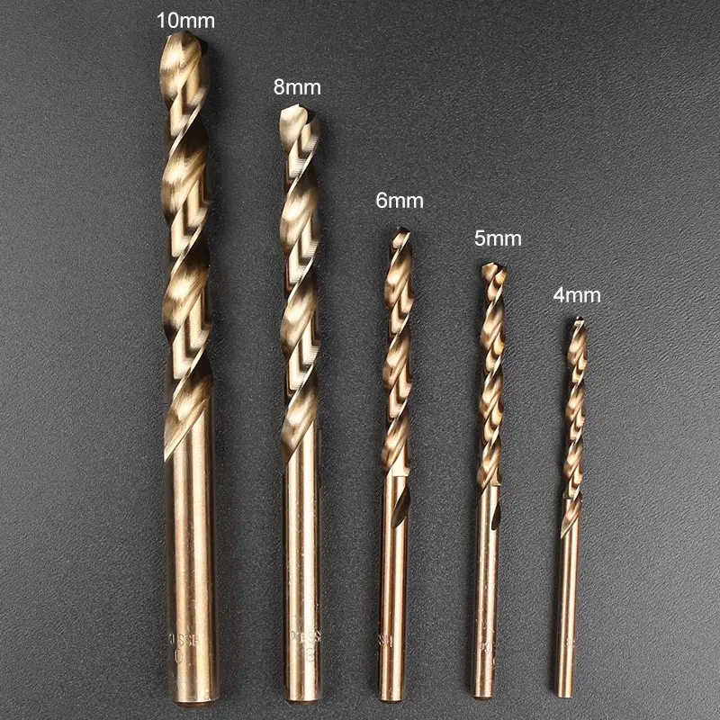 

5PCS Stainless Steel M35 Cobalt Drill Bit Set Multi Bit Tool Straight Shank For Metal Stainless Steel Wear Resistance High Tempe