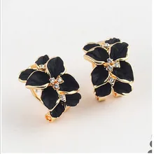Женские Модные Винтажные черно-белые Кристальные серьги-гвоздики с цветком гардении 8ED280