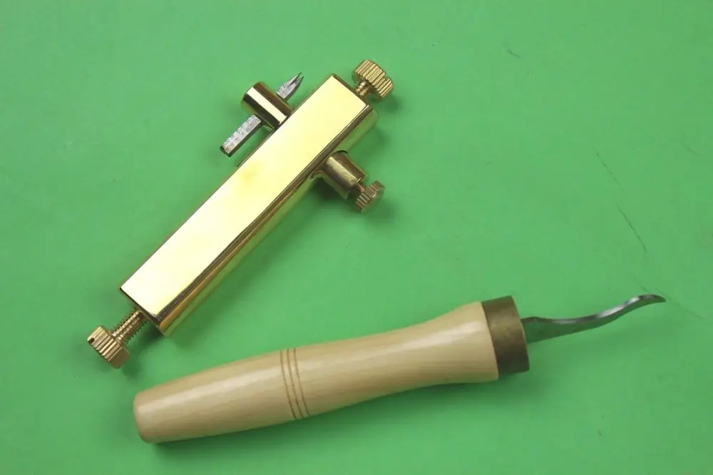 

Violin maker tools, brass purfling and clean up groove knife, tools