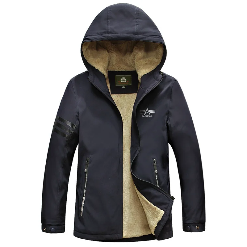 Zhandijipu брендовая одежда Для мужчин с капюшоном воротник осень-зима теплые куртки шерсть лайнер 135 - Цвет: BLUE