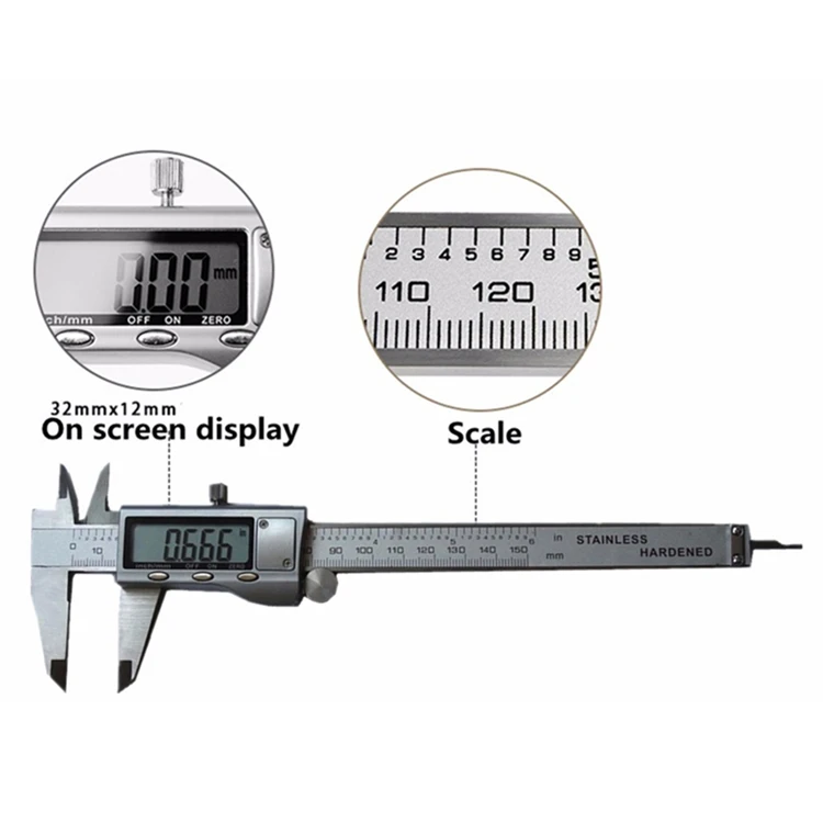 0-150 мм/" 0,01 мм/0,0005" электронный цифровой суппорт из нержавеющей стали с ЖК-экраном линейка штангенциркуль измерительные приборы