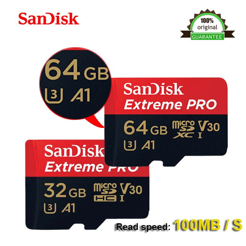 SanDisk Extreme Pro 64 ГБ 32 ГБ microSDXC UHS-I карта памяти micro SD карта 32 Гб microSDHC TF 100 МБ/с./с класс 10 U3 с адаптером SD