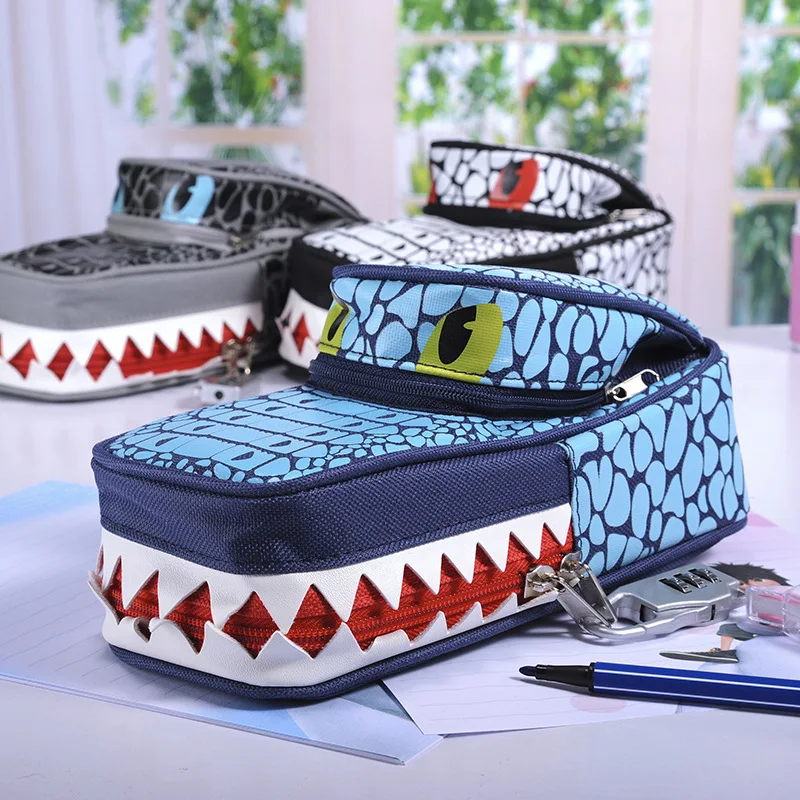 1pc random Pencil Case crocodile pen pouch bag with combination lock