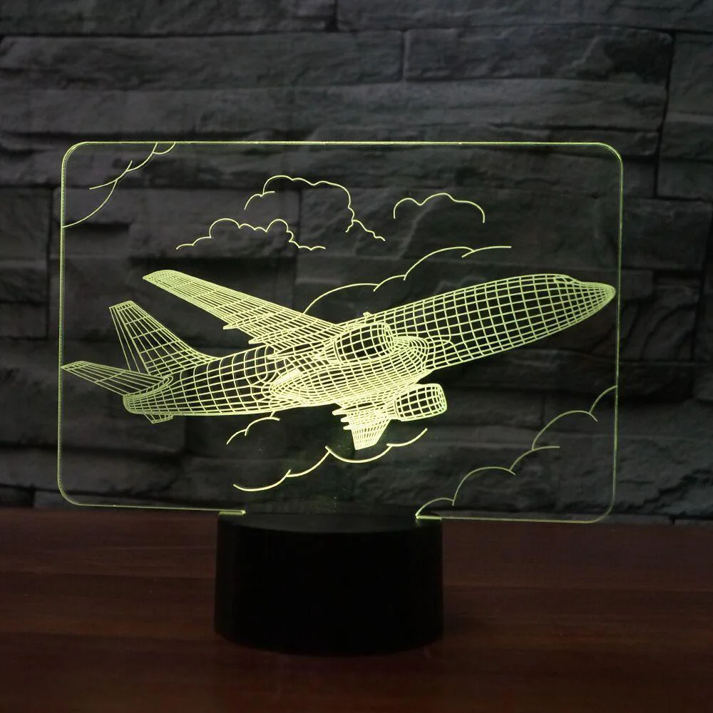 Ночник 3D с самолетом светодиодный сенсорный светильник дистанционным