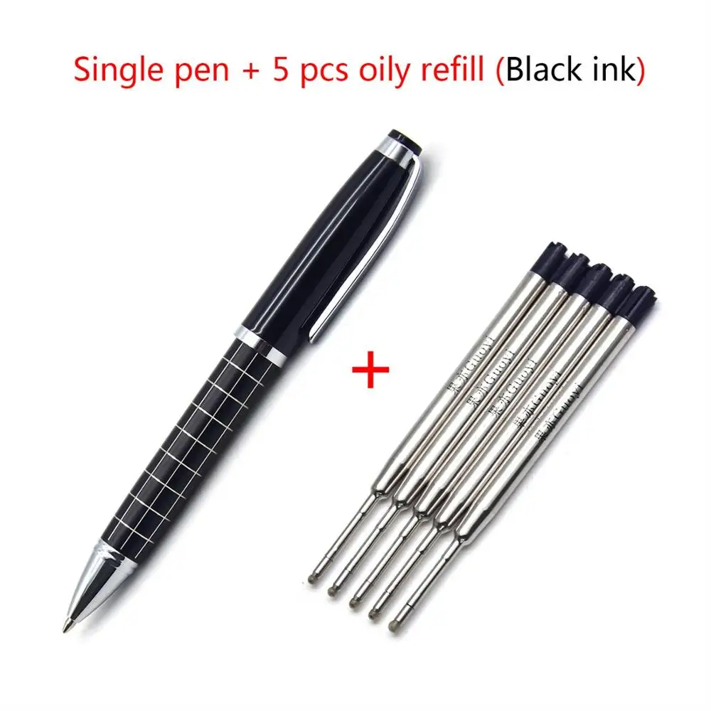 Pen-5 Black refills Guoyi B021 черный плед шариковая ручка бизнес-подарок в простом стиле 0,7mm перо металлические вращающиеся ручки студент кан - Цвет: Pen-5 Black refills