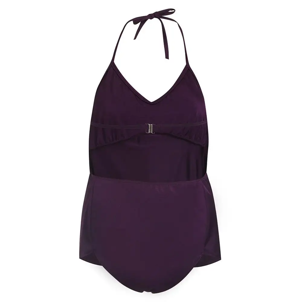 Женский однотонный купальник бикини с рисунком для беременных летний купальный костюм для беременных Feb26 - Цвет: Purple