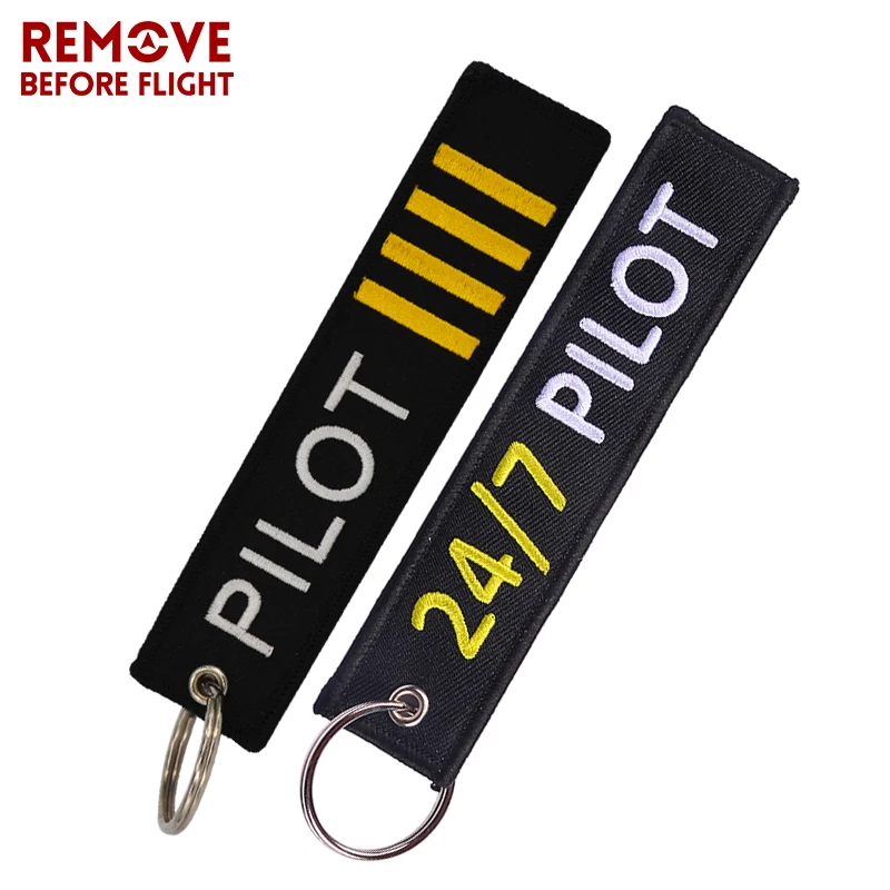 Fashion Key Chain Jewelry Outstanding Embroidery 247 Pilot Key Ring Chain for Aviation Lovers Gifts Luggage Tag Label Keychains a
