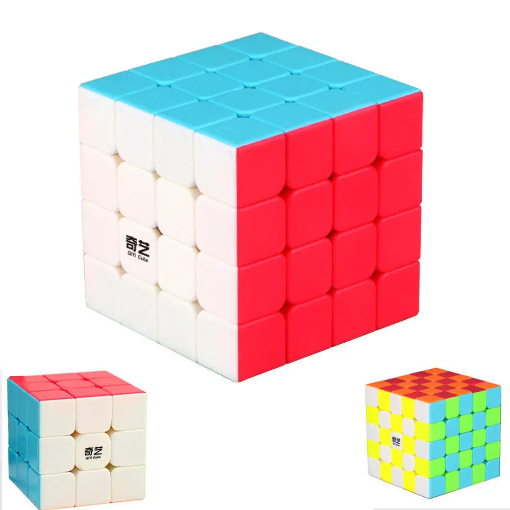 

3 Pcs QIYI 3X3 4X4 5X5 Speed Magic Cube Stickerless Twist Toy Smooth Puzzle Game Set
