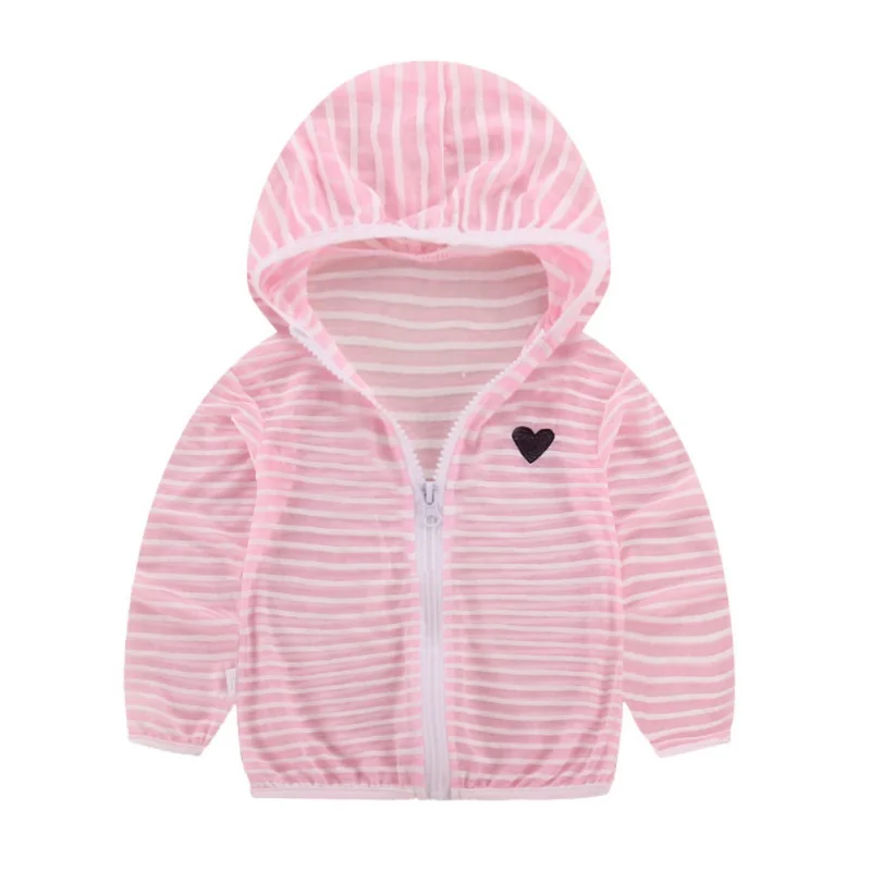Весенне-осенняя куртка для детей, одежда для маленьких девочек и мальчиков, пальто, детские пальто в полоску с длинными рукавами - Color: Pink