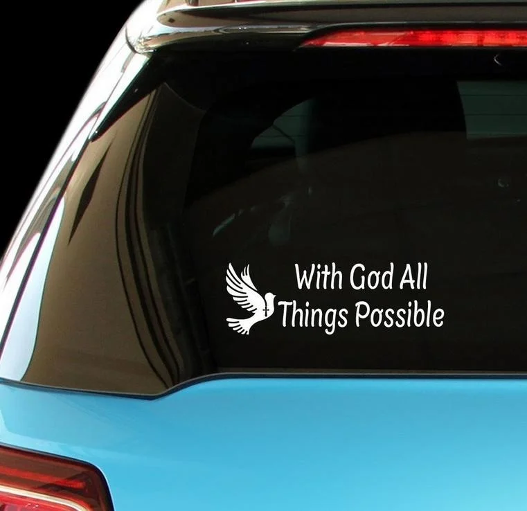 

With God All Things Possible Religious Christian window Laptop Sticker 23x14cm