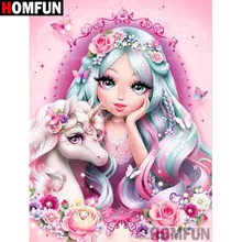 HOMFUN เต็มรูปแบบสแควร์/รอบเจาะ 5D DIY เพชรภาพวาด "ความงามม้า" 3D เพชรเย็บปักถักร้อยข้าม Stitch Home decor A20093(China)