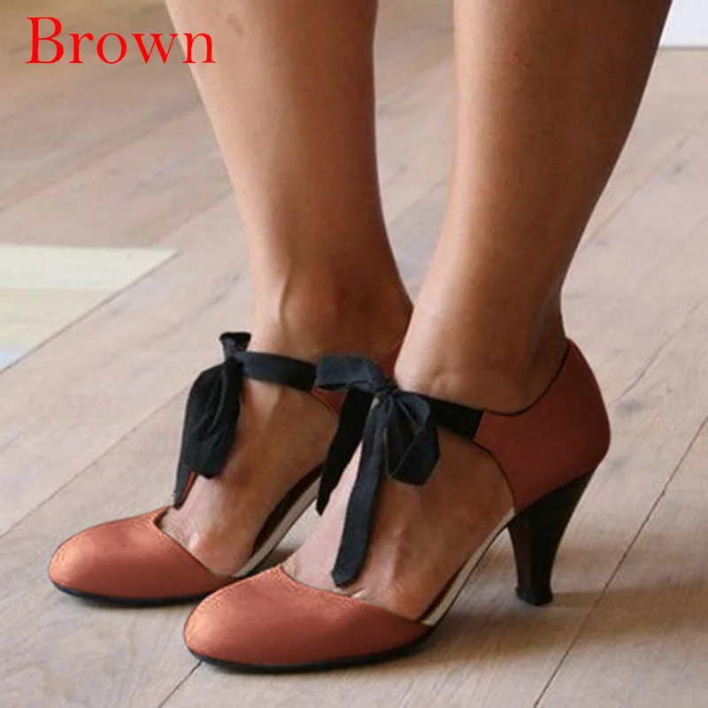 HEFLASHORNew/весенне-летние модные пикантные босоножки на высоком каблуке с острым носком и большим бантом женские свадебные вечерние туфли-лодочки модельные туфли - Цвет: brown