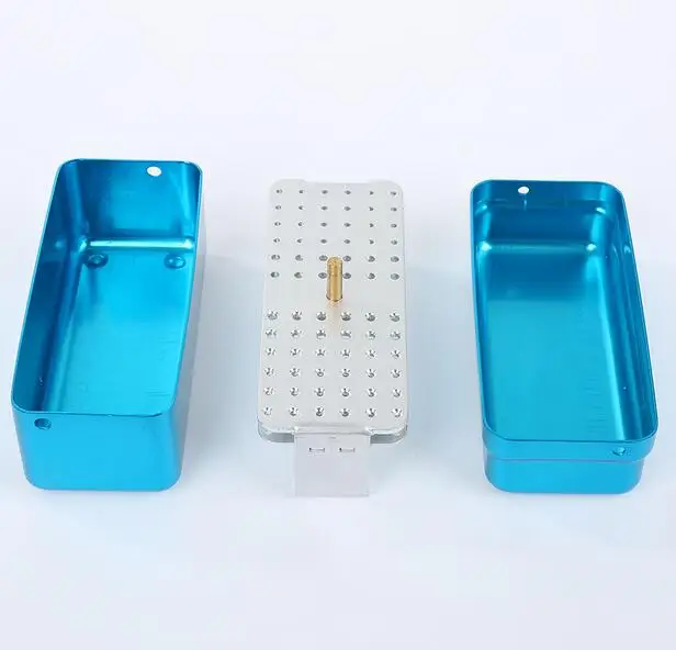 72 Holes Dental Disinfection Burs Holder Block Stand Autoclavable Sterilizer Box Dentist Lab Equipment Dentist Teeth Whitening - Цвет: Синий