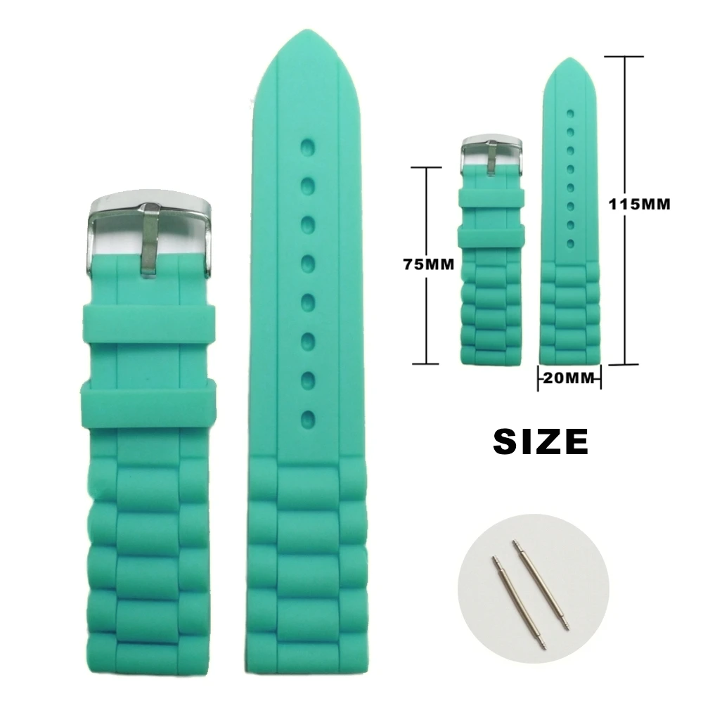 20mm Trendy Cyan Silicone Jelly Rubber Ladies Men Watch Band Straps WB1002L20JBin Watchbands
