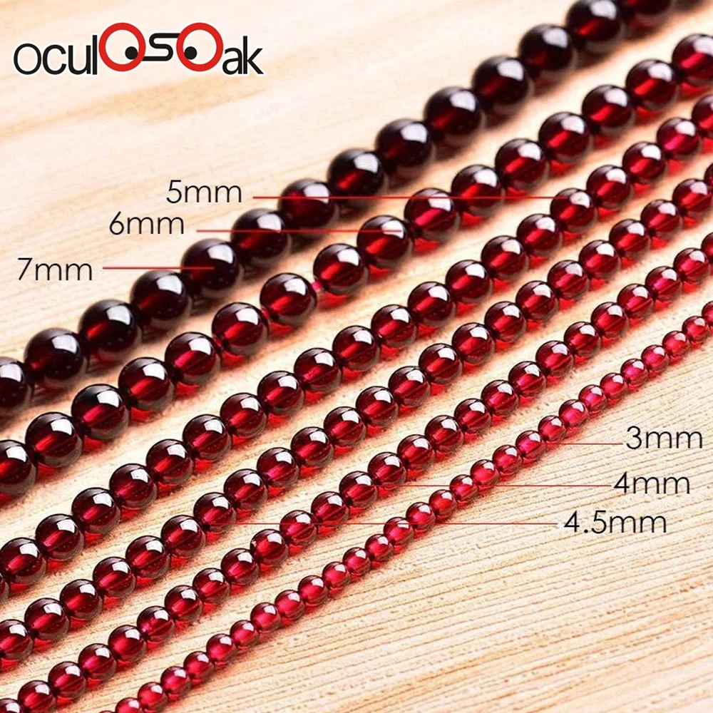 

Oculosoak AAAAAA Red Natural Stone Collection Grade Wine Garnet Beads Round Loose Beads 2mm-7mm For DIY Bracelet Jewelry Making