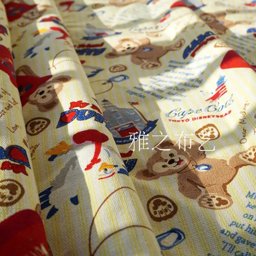 145*90 cmcanvas Ткань Даффи медведь холст Ткань DIY ручной работы Материал hometextile пэчворк для ребенка мешок дети