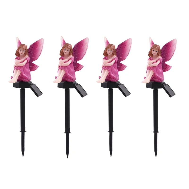 

1/2/4PCS Led Lawn Lamps Flower Fairy Shape Solar Powered Outdoor Waterproof Landscape Home Garden Lamp Backyard Ground Decora
