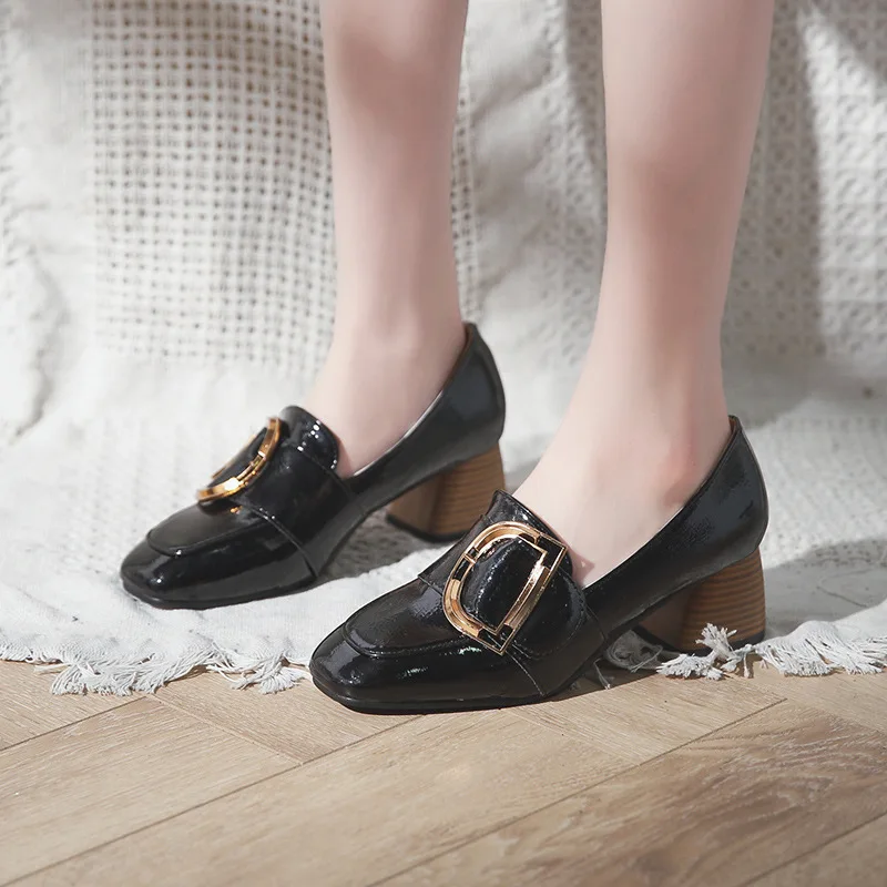 Роскошная женская обувь на высоком каблуке; коллекция года; сезон весна-лето; женские туфли-лодочки на квадратном каблуке 6 см; A947 - Цвет: Черный