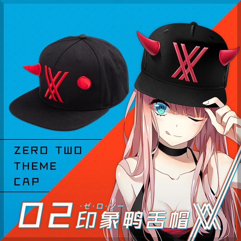 Anime Baseball Cap Darling In The Franxx Zero Two 002 Cosplay Hat Unisex Adjustable Caps Hip Hop Snapback Cap With Red Horn Aliexpress