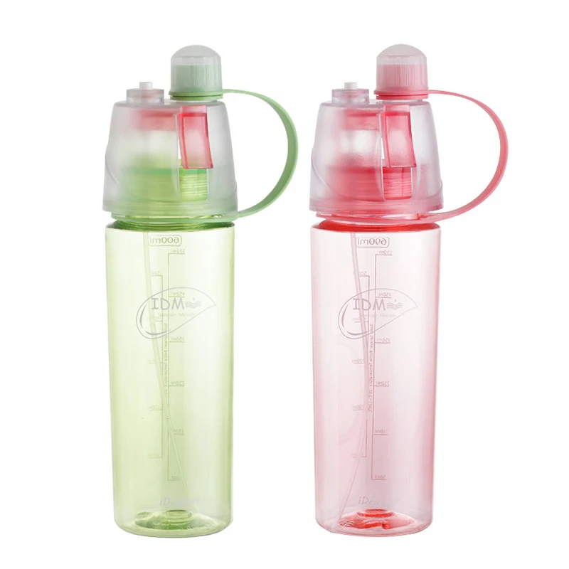 

Promotion BPA Free Water Bottles Insulated Mist Spray Water Bottle Double layer Ice Cold Bottle Sports Outdoor Drinking kettle