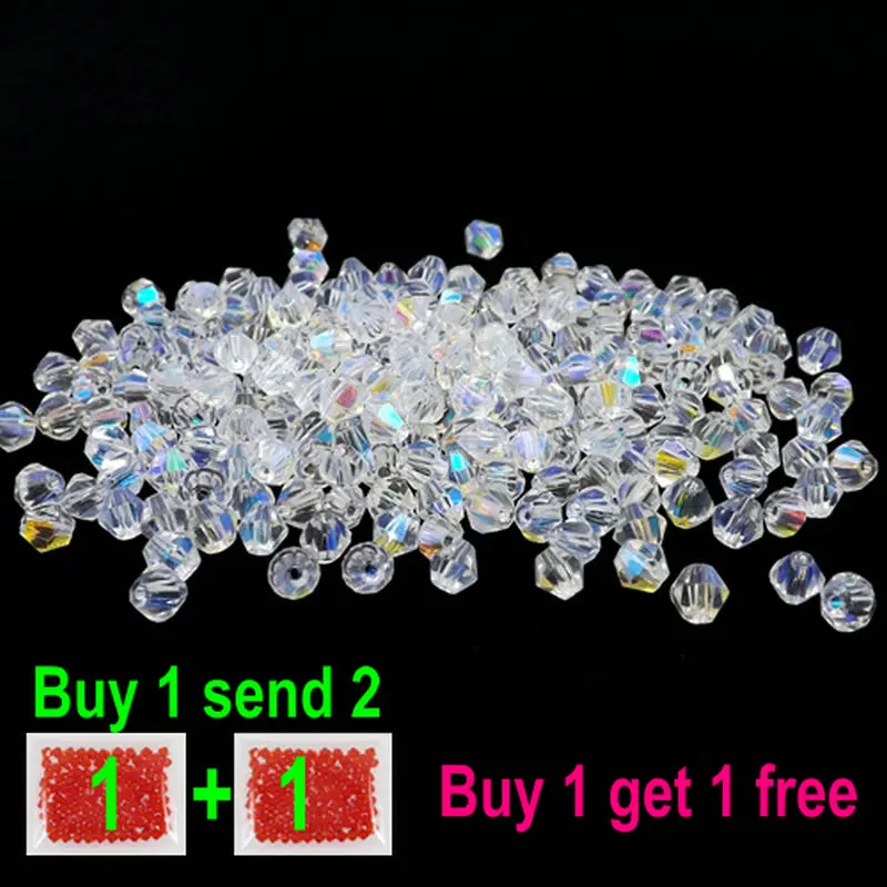 

Buy 1 and get 1 free total 200pcs Colorful 4mm Bicone Crystal Beads Glass Beads Loose Spacer Beads bracelet Jewelry Making DIY