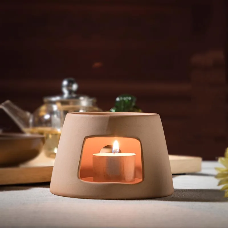 

Creative Warm Tea Stove Ceramic Coarse Pottery Teapot Holder Shelf Kung Fu Tea Set Accessories Candles Heating Coffee Sake Base