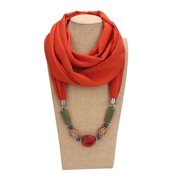 Fashion voile jewelry tassel necklace silk scarf beaded scarf women's cotton scarf headscarf free shipping casual poppy print voile scarf