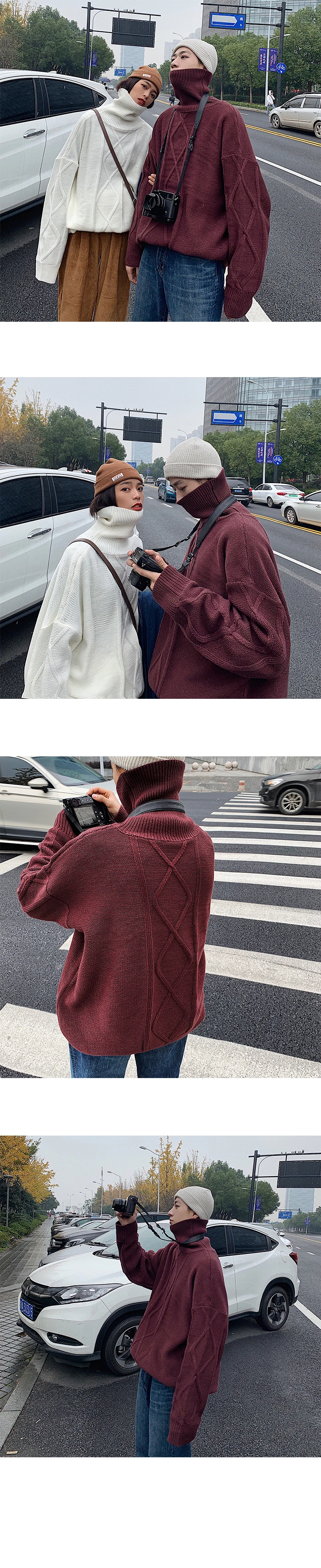 Осень и зима сплошной цвет водолазка свитер толстый теплый свитер мужской корейской версии Студенческого M-2XL