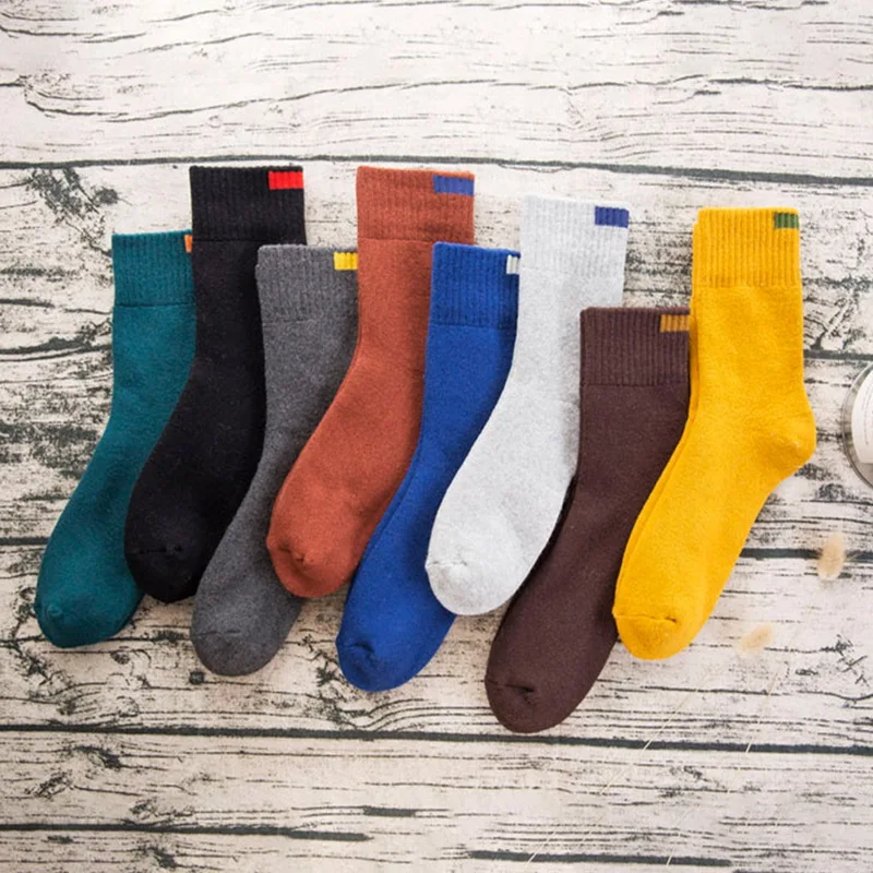LASPERAL Autumn And Winter Men's Socks Solid Color Thick Socks Warm