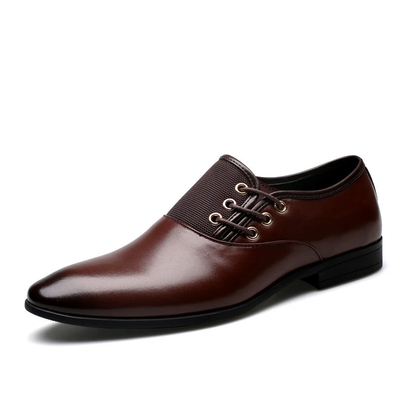 Мужские кожаные модельные туфли; мужские туфли-оксфорды черного, коричневого, верблюжьего цвета; деловые мужские свадебные туфли на шнуровке в британском стиле - Цвет: brown