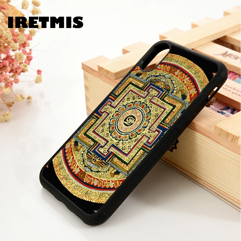 

Iretmis 5 5S SE 6 6S Silicone Rubber phone case cover for iPhone 7 8 plus X Xs Max XR Spiritual Hindu Symbol Sri Yantra Chakra