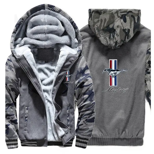Men's Zipper Sweatshirts Ford Mustang Thicken Cotton Hoodies Jacket