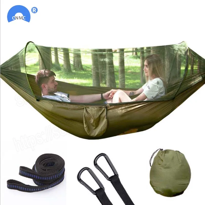 

Automatic unfolding hammock ultralight parachute hammock hunting mosquito net double lifting outdoor furniture hammock 250X120CM