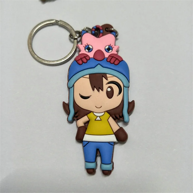 Anime Digimon Figure Toys Agumon Gabumon Koromon Tanemon Gomamon Piyomon Patamon Yagami Taichi Keychain Pendant Dolls 10pcslot (1)