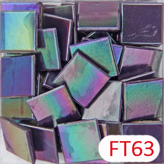200 г/68 шт 20X20 мм 3/4 дюйма необычная кварцевая мозаика радужное стекло Радужная стеклянная плитка, стекловолокно мини, поставщик материалов - Цвет: FT63