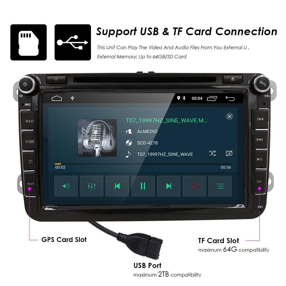 " Android 9,0 DSP ips BT5.0 автомобильный DVD 2DIN gps Navi авторадио Navi Für VW туристическое поло T5 автомобильный мультимедийный плеер монитор Bluetooth