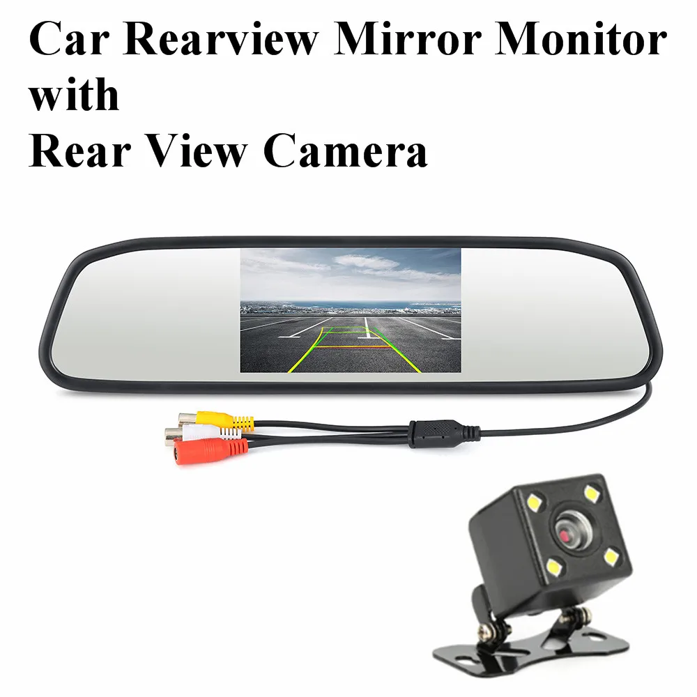 4,3 дюймов автомобиля HD зеркало заднего вида Мониторы CCD Видео Авто парковочные светодио дный системы LED ночное видение Реверсивный камера