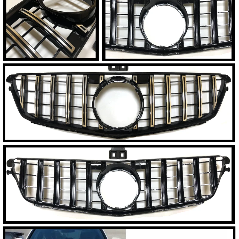 C Class W204 C63 вид решетка гриль серебро и хром C180 C200 C250 C300 спортивный передний бампер грили GT R Стиль без знака 2007-14