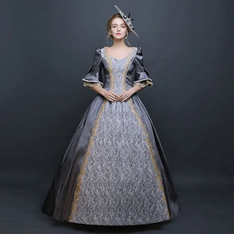 Customized 18th Century Royal Rococo Baroque Masquerade Party Long Dress Square Collar Victorian Period Ball Gowns Drop Shipping