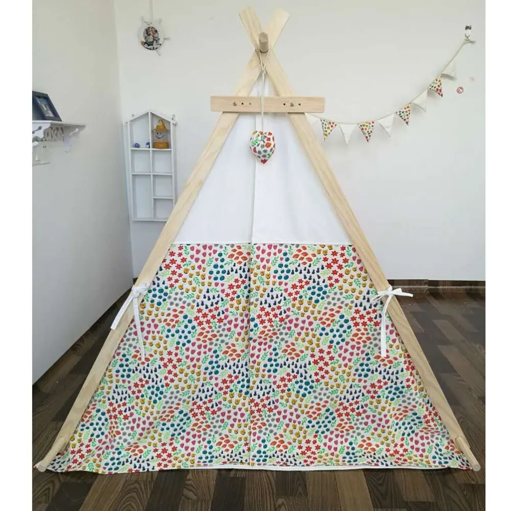 Квадратная конструкция с цветком палатка teepee хлопок ткань детская игровая палатка детский домик с ковриком