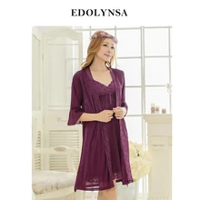 Шелковый Атласный ночной халат, набор, женский халат, 2 предмета, пижама, пикантная сорочка, сорочка, ночная рубашка, кружевная Домашняя одежда, прозрачный халат H674