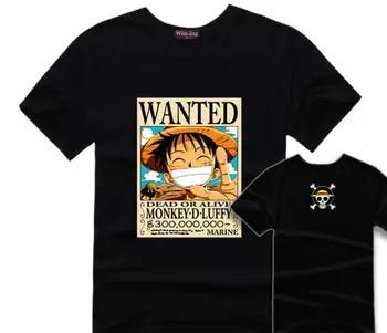 

One Piece Luffy Wanted T-Shirt Men Cotton Tee Anime T Shirts Onepiece Tshirt