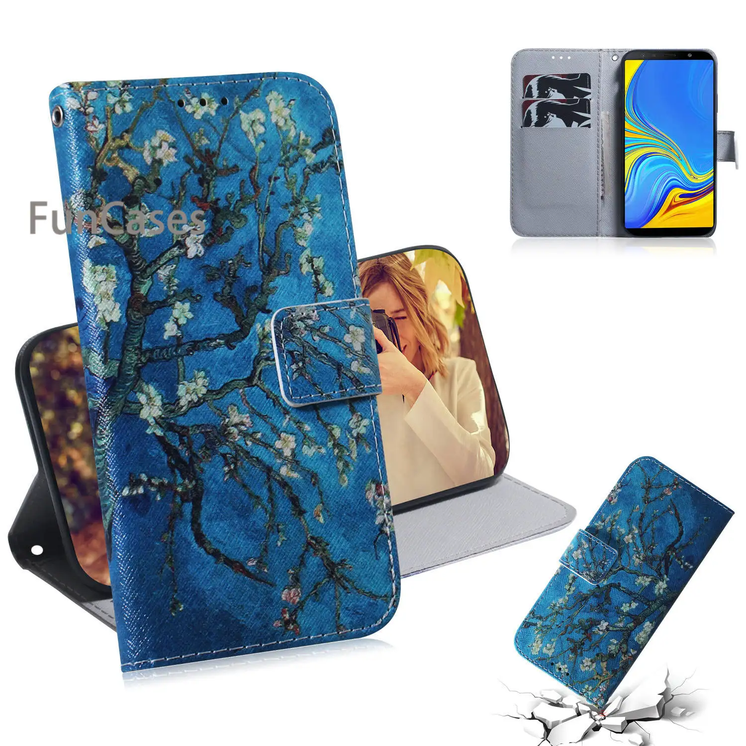 Wallet Phone Cases For ajax Samsung A9 2018 Pet Carcasa sFor Etui Galaxy armor A750 A7 PU Leather Case | Мобильные телефоны и