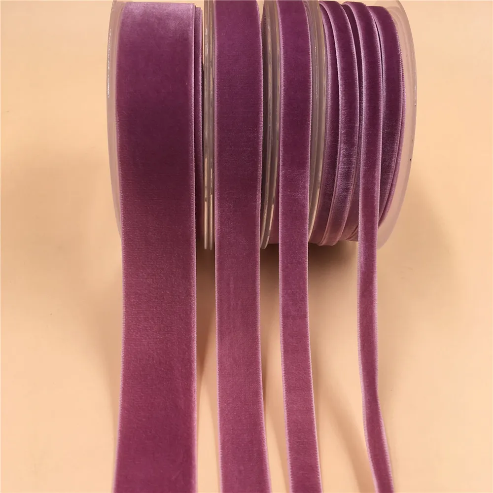 

6MM,9MM,15MM,25MM V041 Purple Nylon Single Face Velvet Ribbon,none stretch velour ribbons webbing DIY accessories
