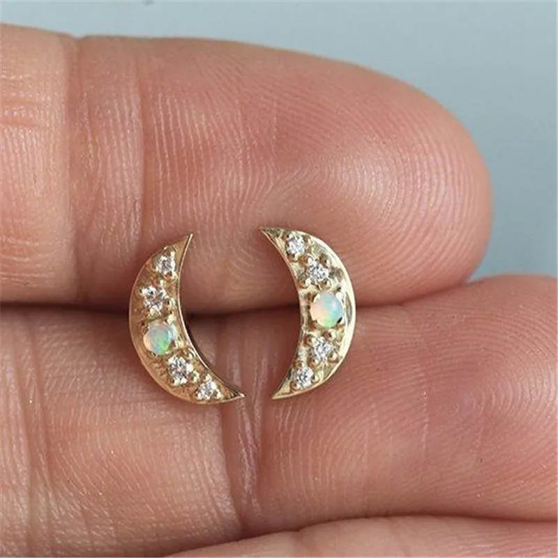 

Moonstone Crescent Earrings for Women Indian Jewelry Gold Color Exquisite Earrings Bohemian Earrings Bijoux Femme S5M210