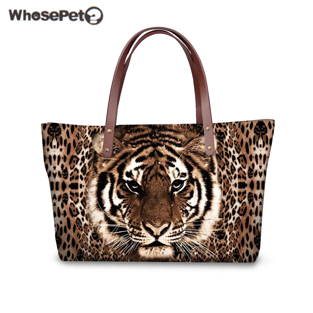 

WHOSEPET Women's Shoulder Bag Tiger Leopard Top-handle Bags Fashion Ladies Handbags Large Capacity Clutch Bag Sac Feminina 2018