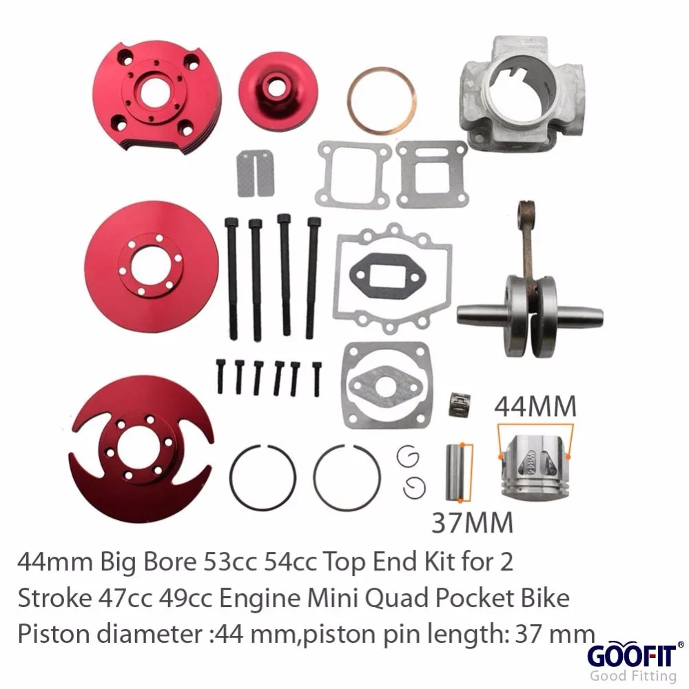 GOOFIT красный 44 мм Аксессуар гонки большого диаметра 53cc 54cc Топ влево/вправо комплект поршневых 49cc 2-х тактный двигатель карманный велосипед Байк ATV мотоцикла Group-5