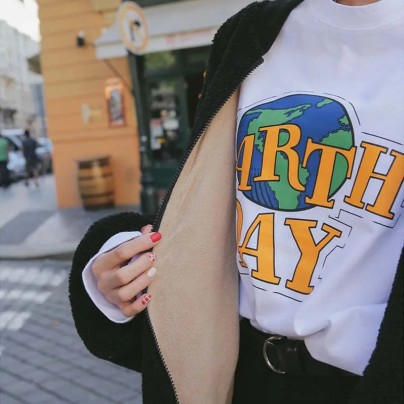 

Earth Day Aesthetic Print Women Girl's T Shirt Fashion Street Style Plus Size New Summer Hipster Casual Cute Tops&Tees Korean