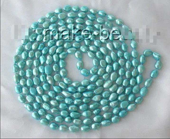 

Free shipping hot sale Women Bridal Wedding Jewelry >>long 100" 11mm baroque blue freshwater cultured pearl necklace h309
